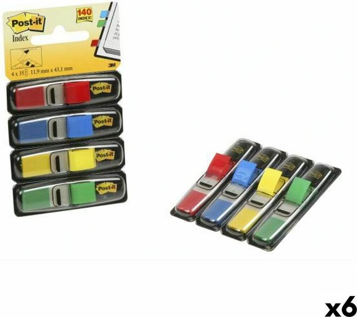 Produktbild Post-it Flags, Primary Colors, 1/2 in Wide, 35/Dispenser, 4 Dispensers/Pack, Blau, Grün, Rot, Gelb (43.20 x 11.90 mm)