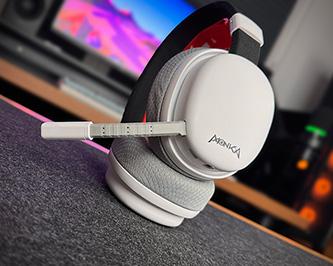 Actual product image Marvo MONKA ECHO headphones with microphone, white, backlit, tri-mode