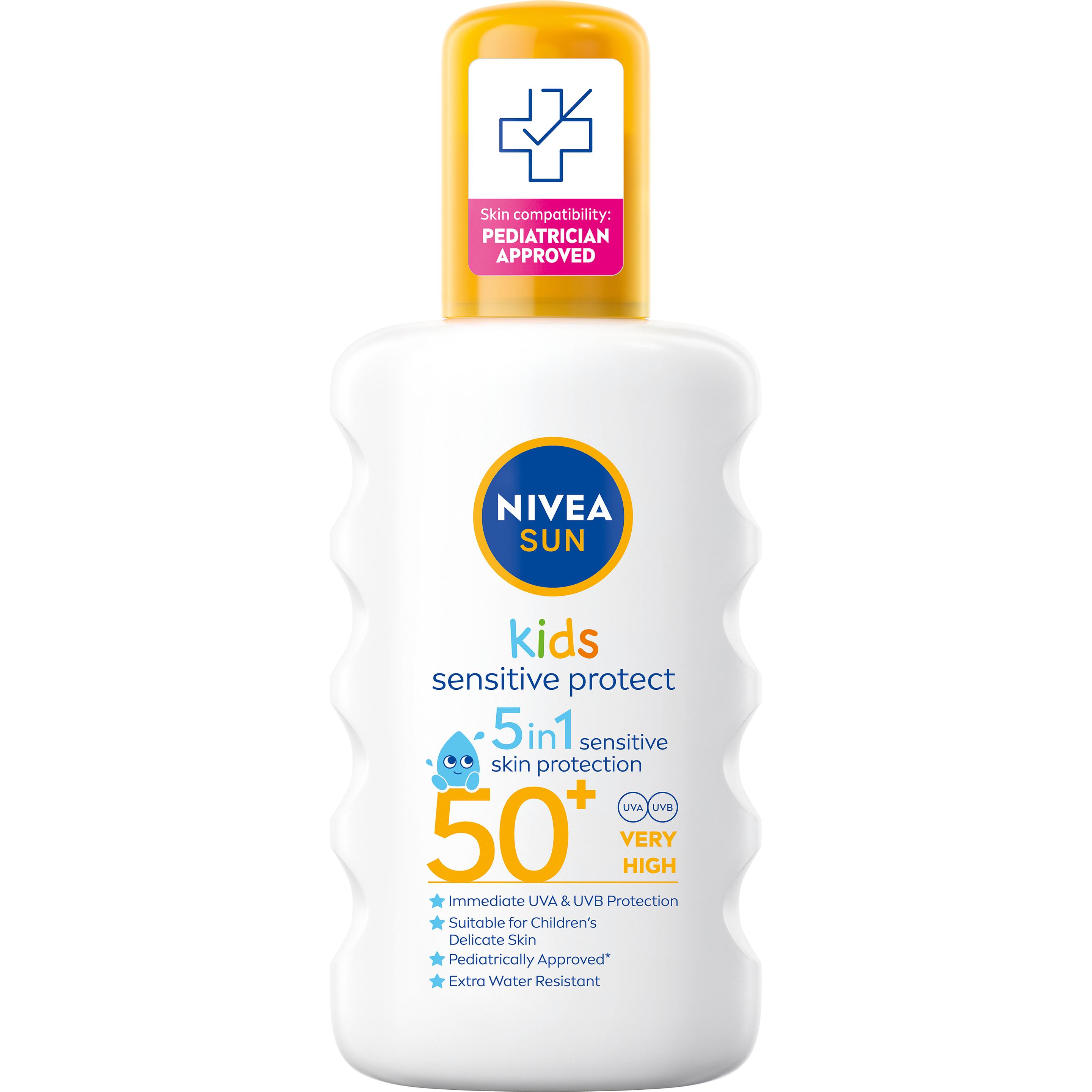 Nivea , Sonnencreme, Kids Sensitive Sun Spray Spf 50+ (Sonnenspray, Spf 50+)