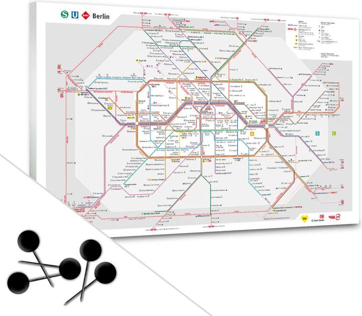 Produktbild BVG Berlin - Netzplan Berlin inkl. 5 Pinnnadeln (Pinnwand, 95 x 70 cm)