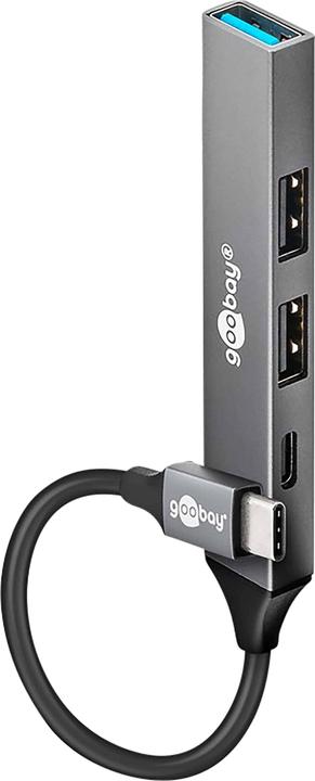Goobay Slim 4-Port USB-Hub, USB-C auf USB-C/USB-A, USB 3.2 (USB-C, 4 ports)