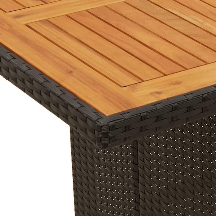 Actual product image VidaXL Garden table Dining table Patio table with wooden top black poly rattan (80 cm)