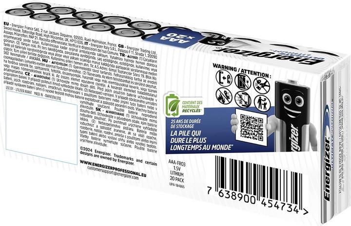 Produktbild Energizer Ultimate Lithium (20 Stk., AAA / LR03 / Micro / R03 / AM4 / MN2400 / KR03, 1250 mAh)