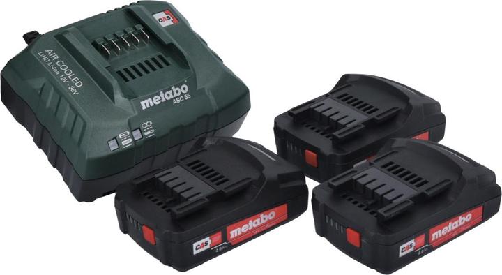 Produktbild Metabo Basic Set 3x Li-Power Akkupack 18 V 2,0 Ah CAS Li-Ion Akku ( 3x 625596000 ) + ASC 55 Ladeger (18 V)