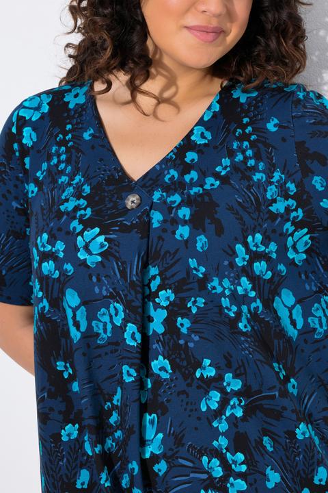 Produktbild Ulla Popken Jersey-Midikleid, A-Linie, V-Ausschnitt, Halbarm (50, 52)