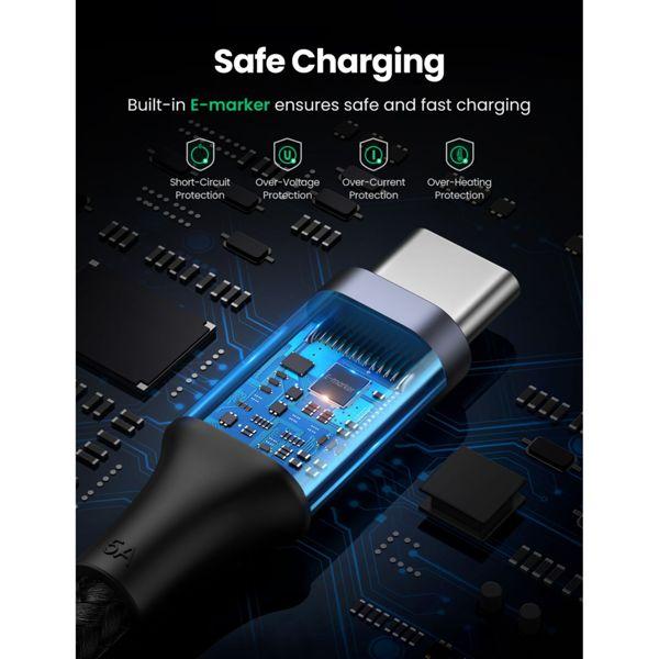 Image du produit Ugreen US316 Type C to Type C Cable, 100W, 3m (black) (3 m, USB 2.0)