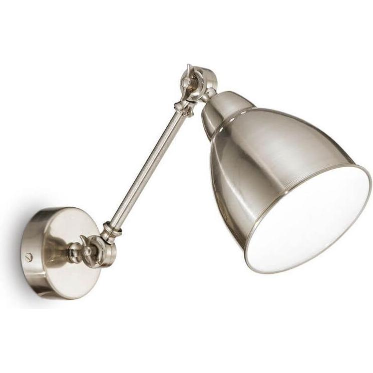 Ideal lux, Wandleuchte + Deckenleuchte, NEWTON Wandleuchte E27 ⌀140mm dimmbar Nickel 016399 (E27)