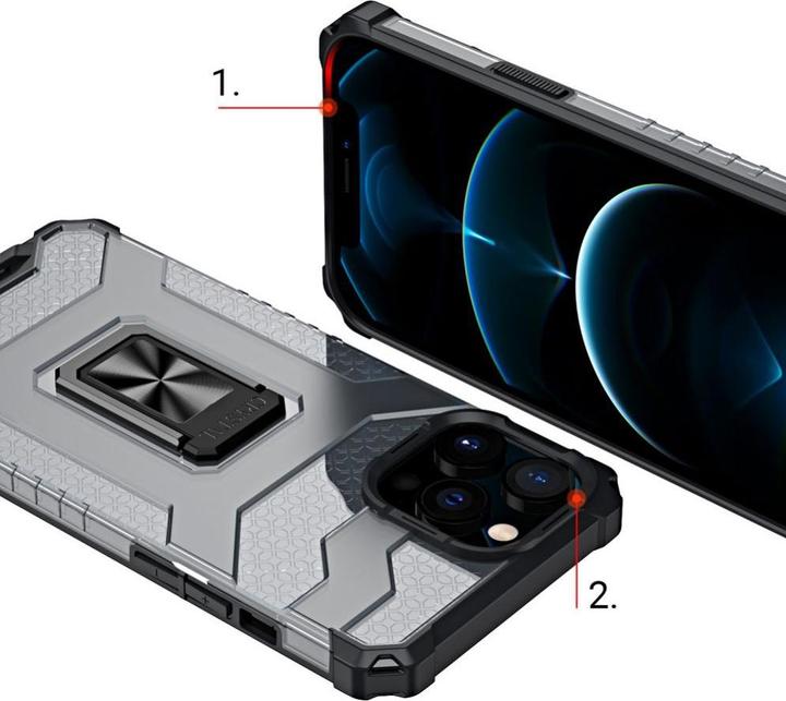 Produktbild Hurtel Crystal Ring Case Kickstand Tough Rugged Cover for iPhone 13 Pro Max green (Apple iPhone 13 Pro Max)