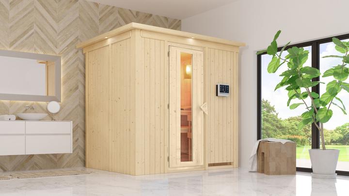 Immagine prodotto Karibu Ingresso anteriore della Sauna Benin, corona di fiori (Comando esterno Plug & Play da 3,6 KW)