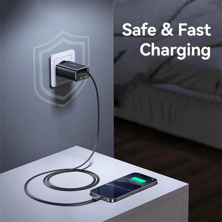 Image du produit Usams CC299 65W Fast Charger With Retractable Type-C Cable (EU) - Xiang Series Black (65 W)