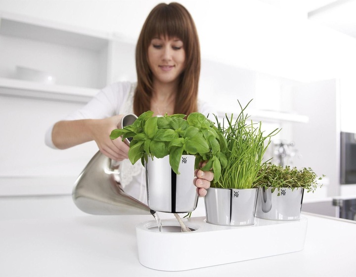 Produktbild WMF Kräutertopf Set 3tlg mit Bewässerungssystem Gourmet Edelstahl Kunststoff (14 cm)