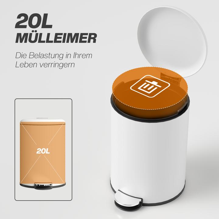 Immagine prodotto Homcom Mülleimer Metall, Kunststoff Cremeweiss (20 l)