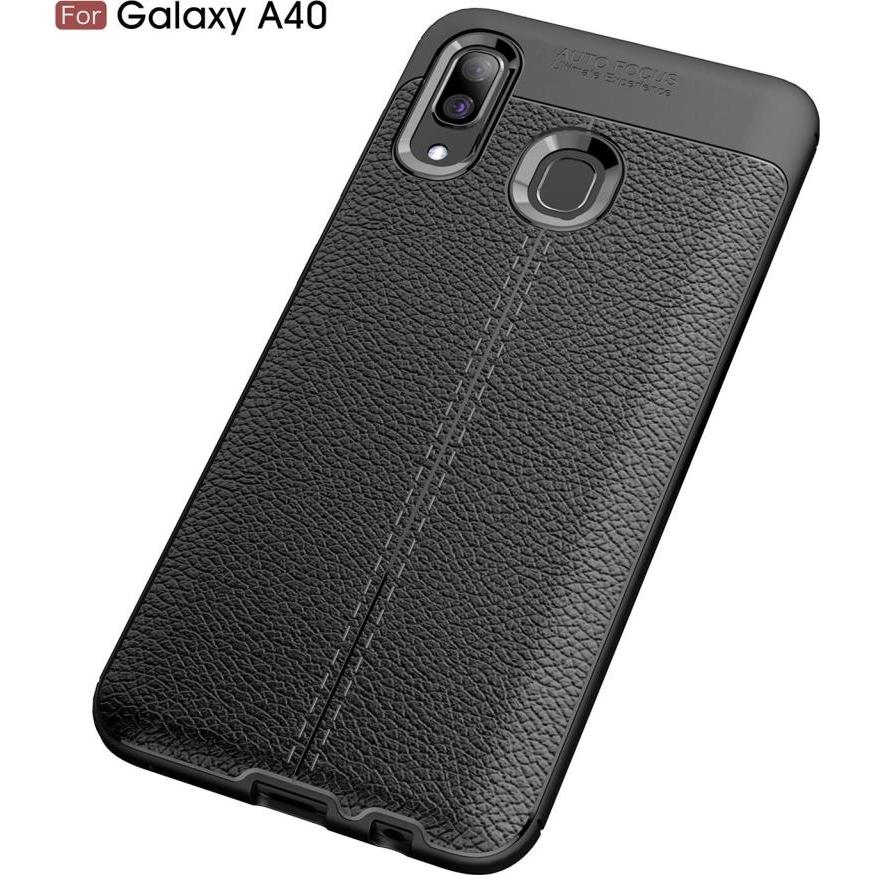 Thumbnail - Screenguard Samsung Galaxy A40 Hülle Leather Design TPU Cover (Samsung Galaxy A40), Smartphone Hülle, Schwarz