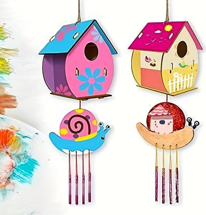 Activity Board DIY-Vogelhaus, Windspiel Handwerk, Craft Kits für Mädchen Jungen, Kunst und Handwerk, Malerei Kits