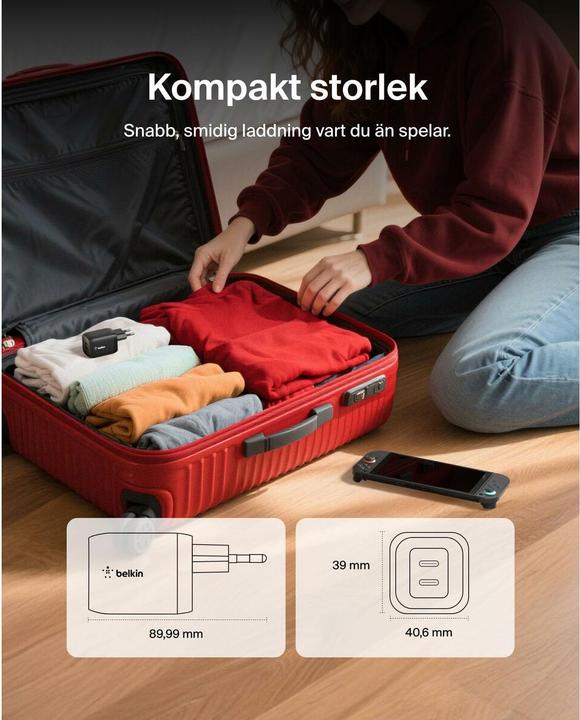 Immagine prodotto Belkin Gaming USB-C Ladegerät 65 Watt, GaN schwarz ENA007kqBK (65 W, 2 porte)