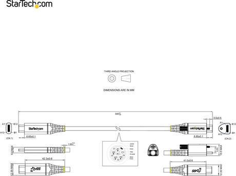 Image du produit StarTech .com 50,80cm (20") 50cm Top Screw Locking USB C Cable 10Gbps, USB 3.1/3.2 Gen 2 Type-C Cable, 100W ( (0.50 m, USB 3.2 Gen 2, 100 W)