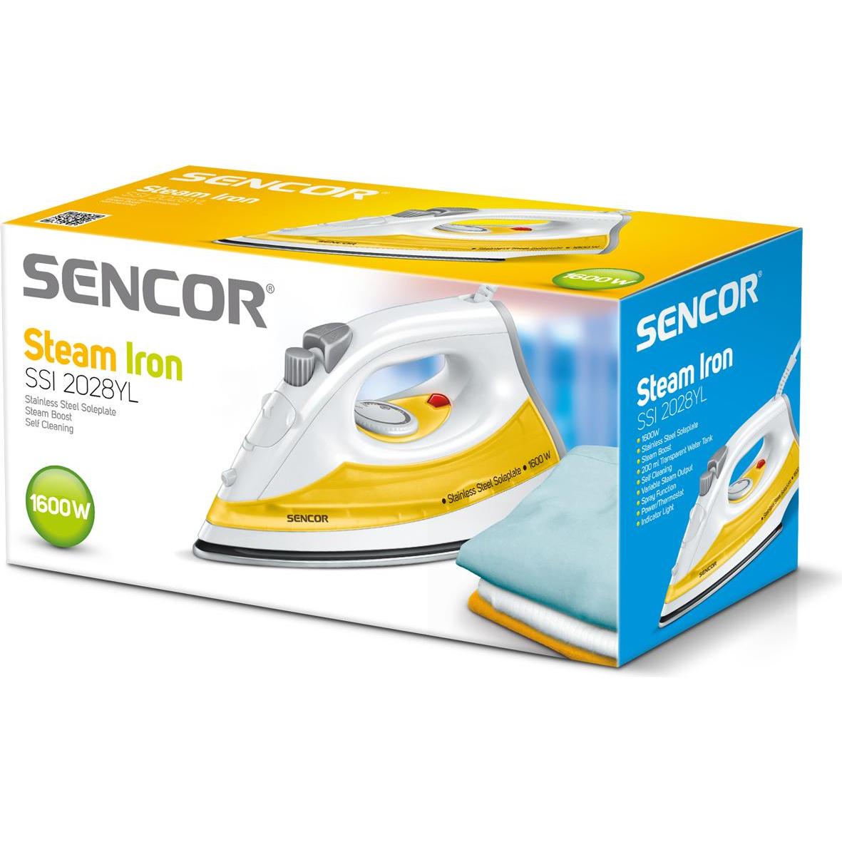 Thumbnail - Sencor SSI 2028YL iron Dry & Steam iron Stainless Steel soleplate Orange, White, Bügeleisen, Weiss, Orange