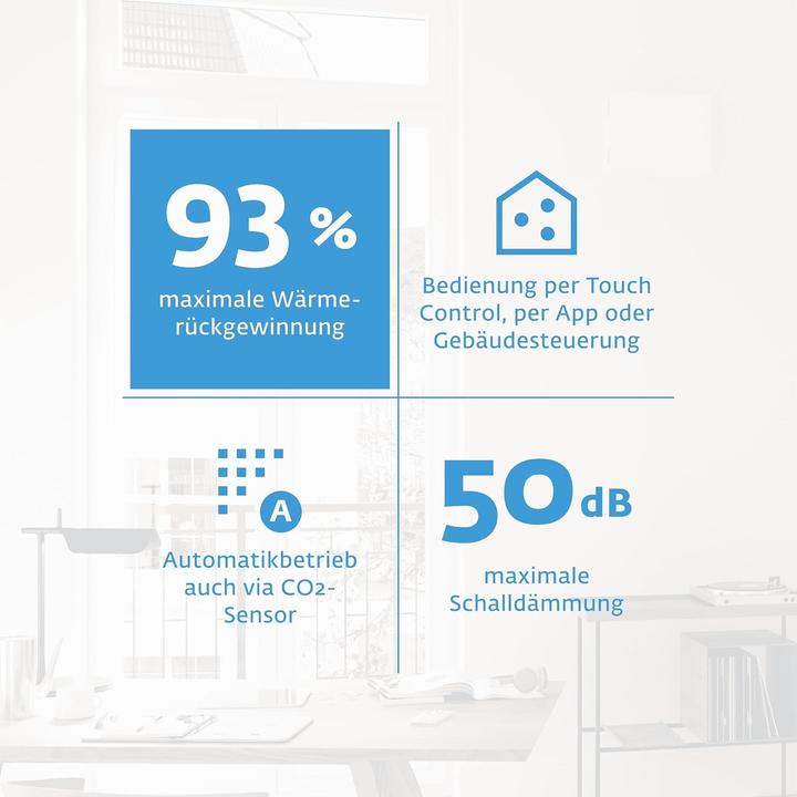 Produktbild Siegenia Smart Wandventilator mit Warmteterugwinning, Temperatur- und Vochtregeling