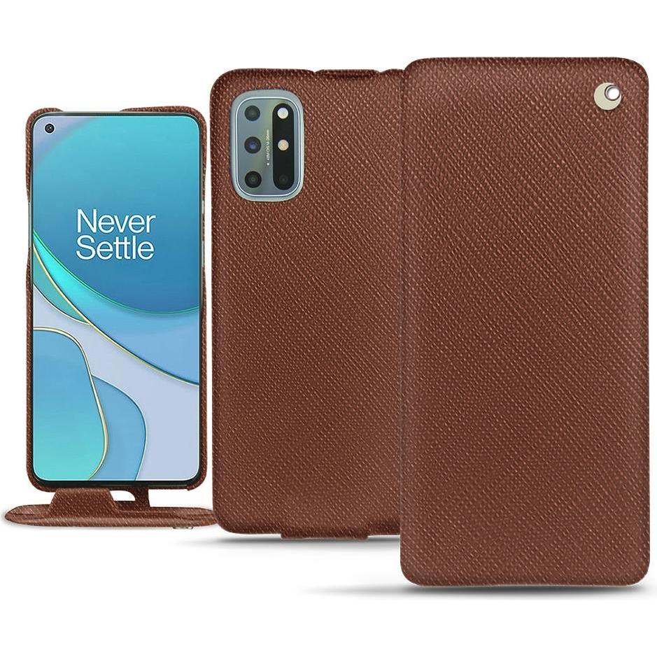 Noreve Lederschutzhülle vertikal (OnePlus 8T), Smartphone Hülle, Braun