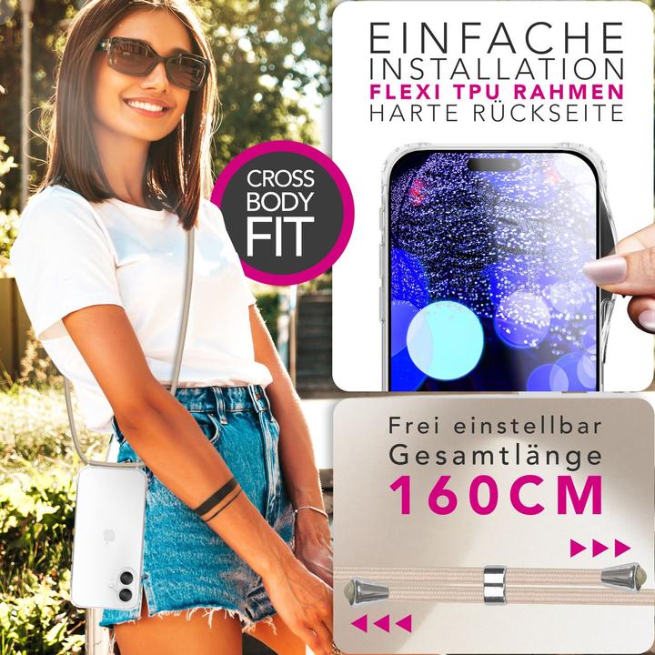 Produktbild Nalia Cover "Hangit" - Klare Hülle mit Band zum Umhängen, 160cm Handy Kette - Wearable Phone Case