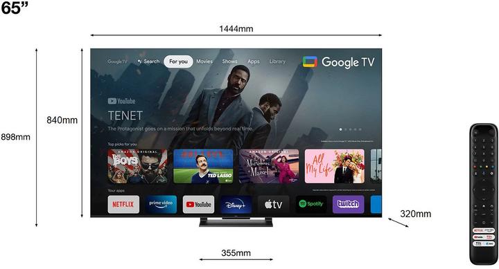 Actual product image TCL TV 65T8A 65, 3840 x 2160 (Ultra HD 4K), QLED (65", QLED, 2023)