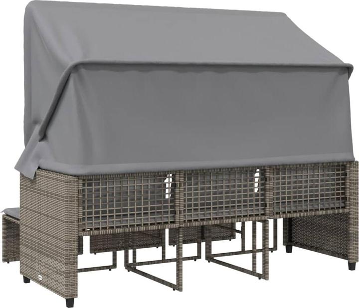 Produktbild vidaXL Outdoor-Sofa 3-Sitzer mit Dach und Hockern