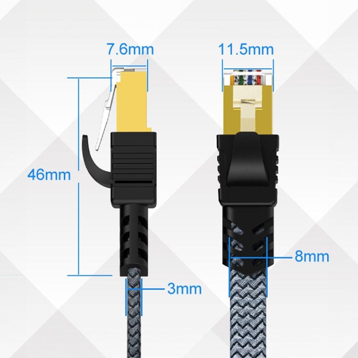 Actual product image Hermex Network cable Flat cable Ethernet LAN cable RJ45 Cat. 7 (U/UTP, CAT7, 8 m)