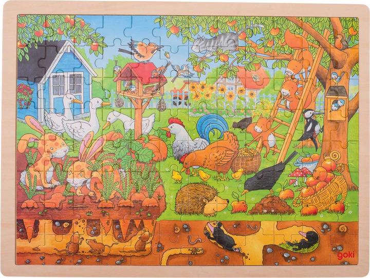 Goki Houten puzzel - Leven in de tuin (96 onderdelen)