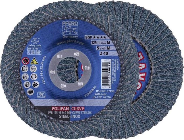 Actual product image Pferd Flap disc POLIFAN Flap disc PFR 125 M Z 40 SGP CURVE STEELOX Diameter mm 2 pcs. (40)