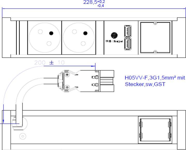 Produktbild Bachmann VENID 2x UTE 1x Chargeur USB (4x, CEE 7/3, CEE 7/5)