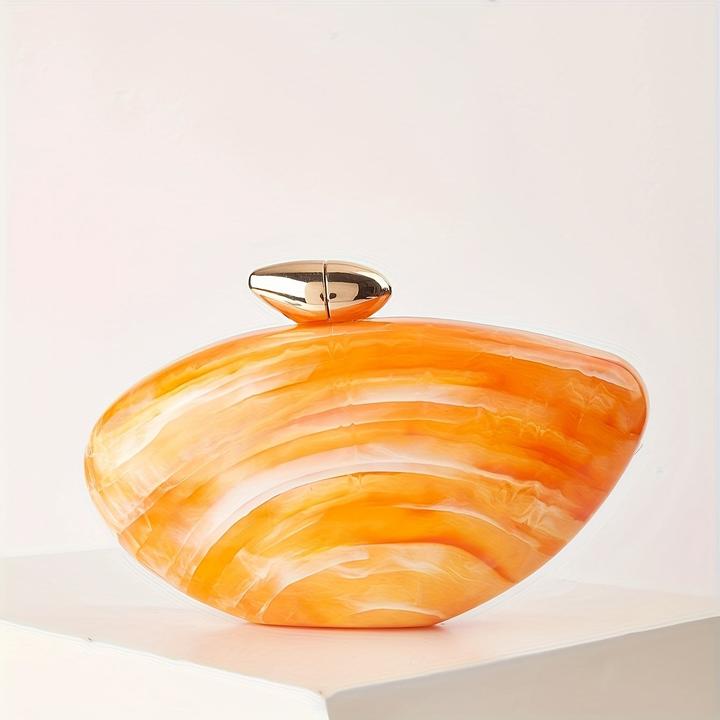 Only-Bags.Store Elegante Marmortasche mit Magnetverschluss und abnehmbarer Kette - Vintage-inspirierte Abendtasche