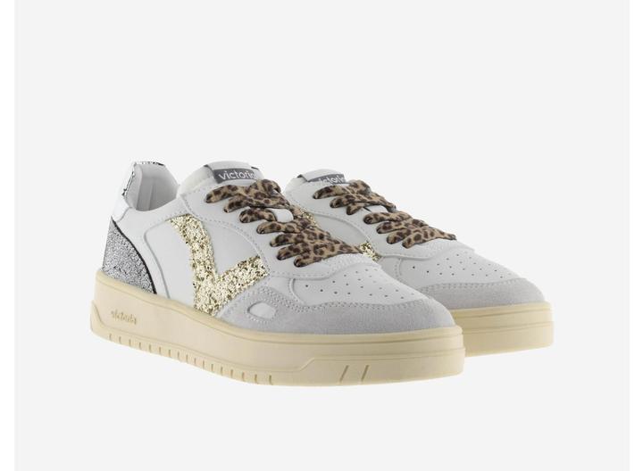 Image du produit Victoria Baskets en effet cuir blanc et or femme (39)