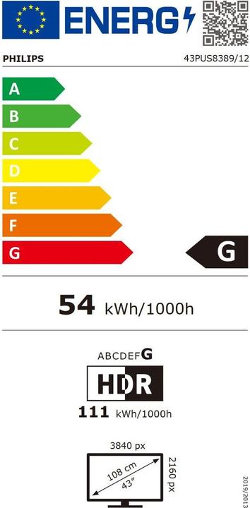 Energy Label Philips 43PUS8389/12 (43", LED, 4K)