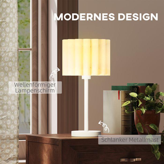 Produktbild Swisshandel24 Tischlampe im Retro-Stil, Nachttischlampe, Kunststoff-Schirm, Knopfschalter, Weiss (E27)
