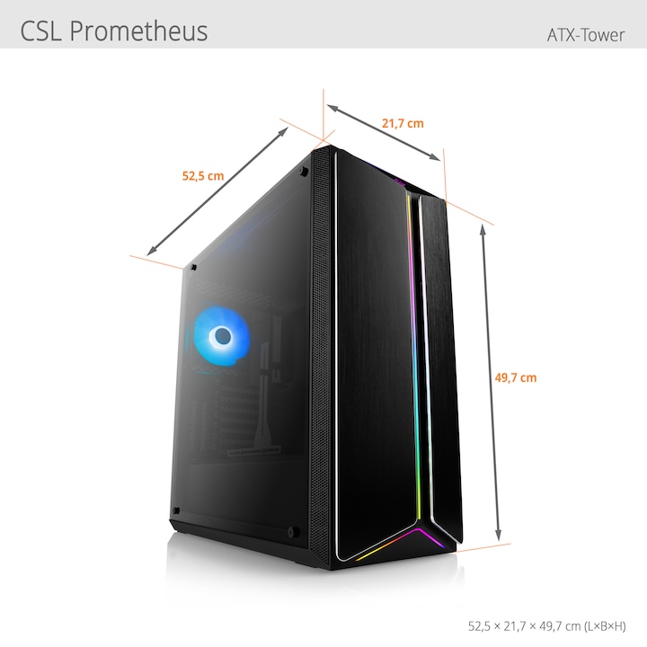 Actual product image CSL Gaming PC M10250H (AMD Ryzen 7 7800X3D, 32 GB, 1000 GB, GeForce RTX 4070)