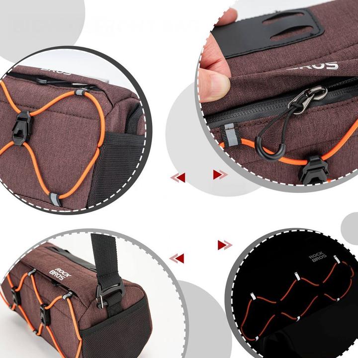 Actual product image Rockbros 30110054003 Lenkertasche für Fahrräder, 2,2 l – Braun (2.20 l, Handlebar bag)