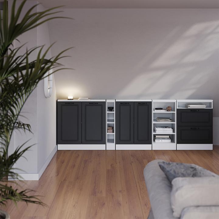 Produktbild Vichy Dachschrägenschrank Rion, Weiss/Anthrazit Landhaus, mit 2 Schubladen (46 x 60 x 81.60 cm)