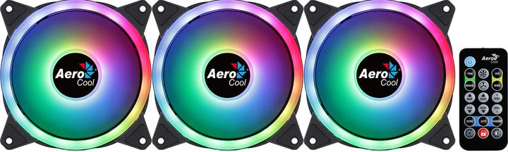 Actual product image AeroCool DUO12PRO Kit 3xFan 12cm ARGB LED Dual Ring Antivibration 6 Pins Black (120 mm, 3 x)