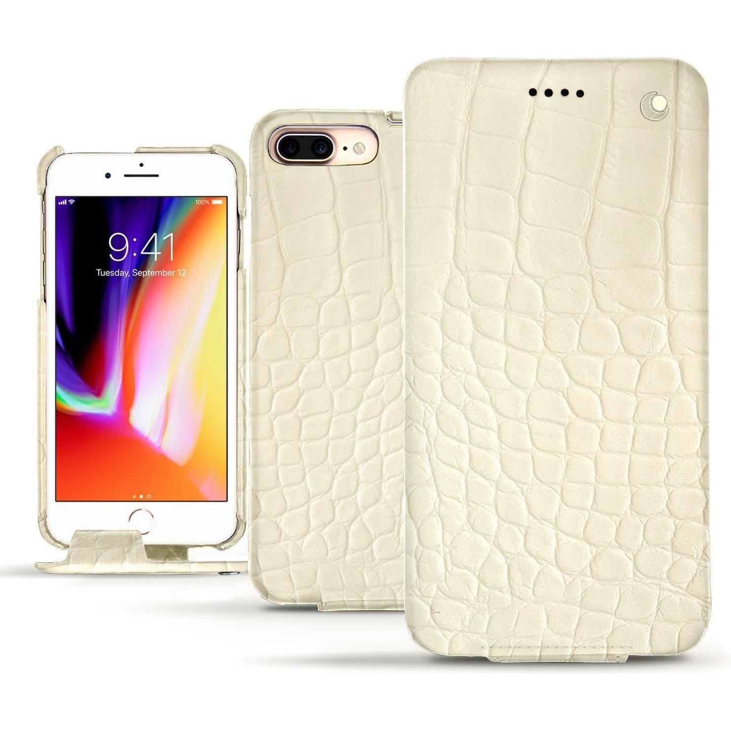 Noreve Lederschutzhülle vertikal (Apple iPhone 8 Plus), Smartphone Hülle, Weiss