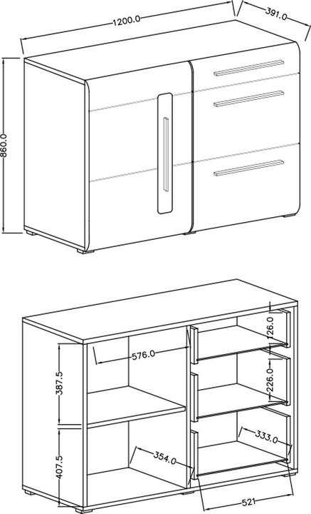 Image du produit Helvetia Möbel Tulsa (120 x 39 x 86 cm)
