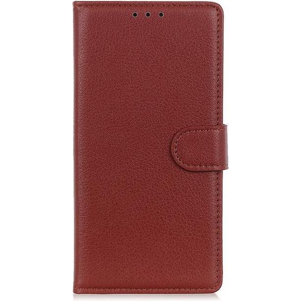 MU Classic Litchi Leder Bookcover Series (Xiaomi Mi 10 Ultra), Smartphone Hülle, Braun