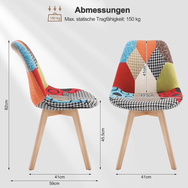 Produktbild Woltu Esszimmerstühle im Patchwork-Design (8er Set)