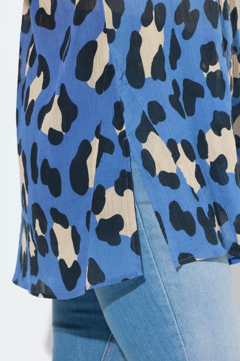 Actual product image Ulla Popken Leopard Print Long Sleeve Button Down Tunic Blouse (50, 52)
