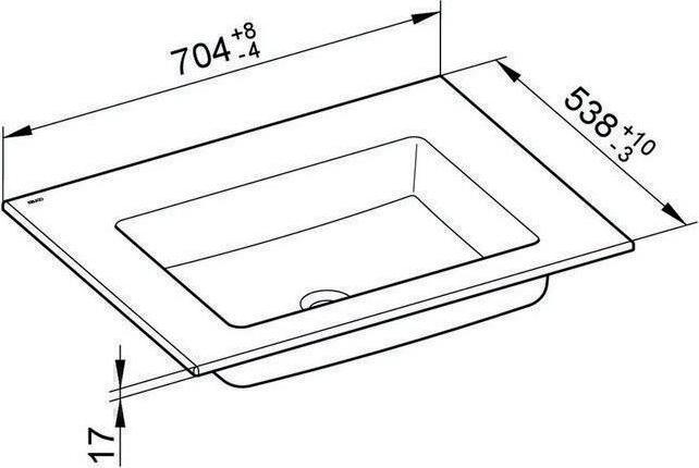 Produktbild Keuco Keramik-Waschtisch ROYAL 60 704x17x538mm o HL-Boh ohne ÜL we (538 mm, 704 mm)