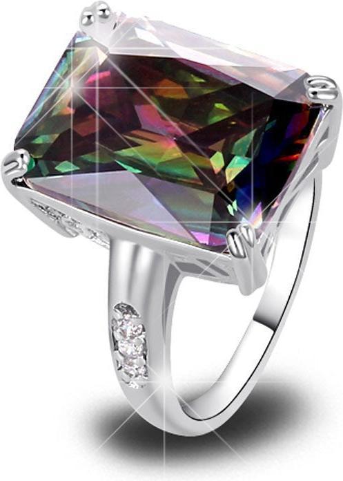 Immagine prodotto Hermex Anello placcato argento con zaffiro arcobaleno / zircone - misura 52 / misura 7 (52)