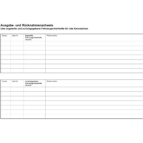 Rnk Verlag Nachweisheft fr rote Kennzeichen, DIN A5 quer (3117)