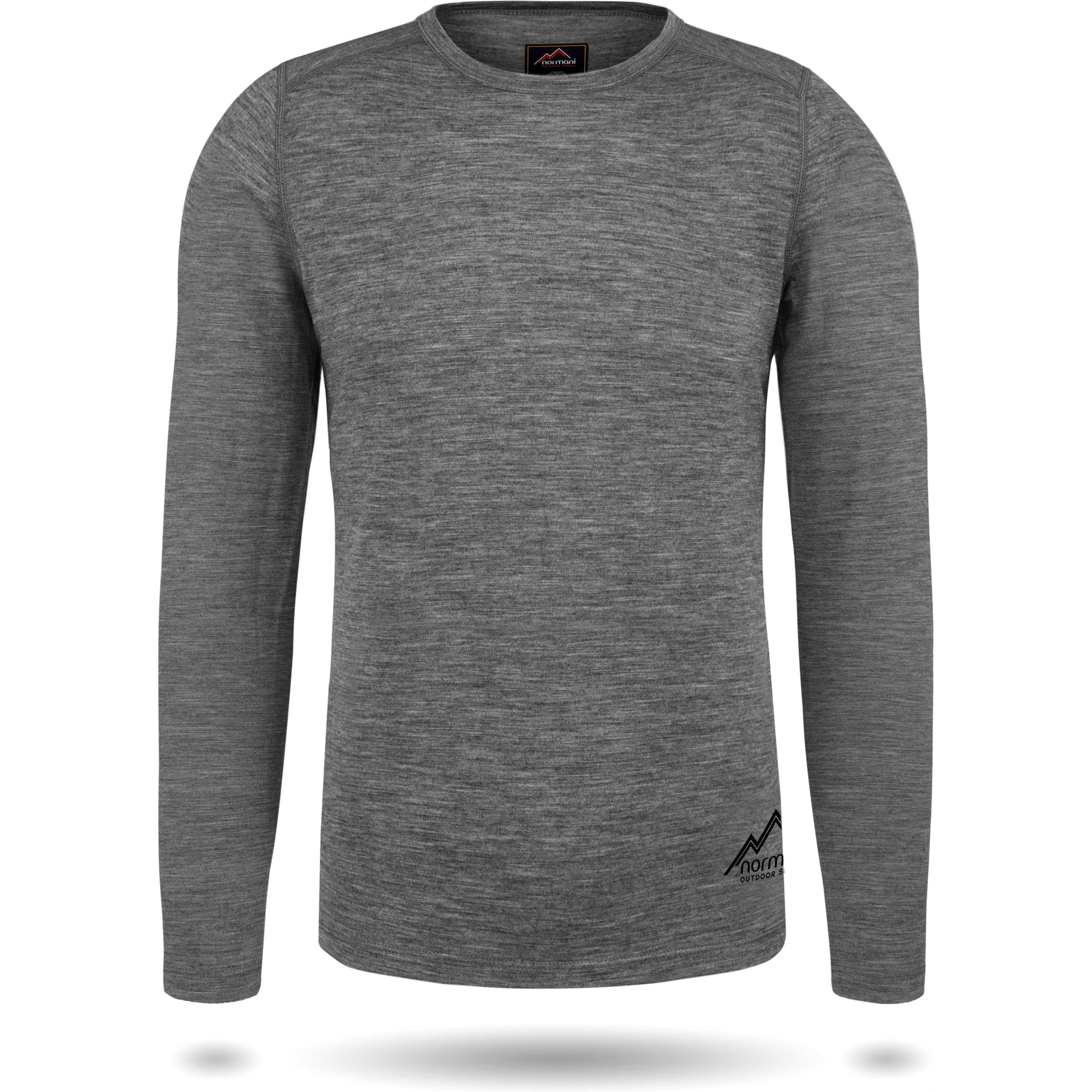 Normani, Herren, Funktionsshirt, Herren Merino Langarm Melbourne - 9121 (6XL), Grau, 6XL