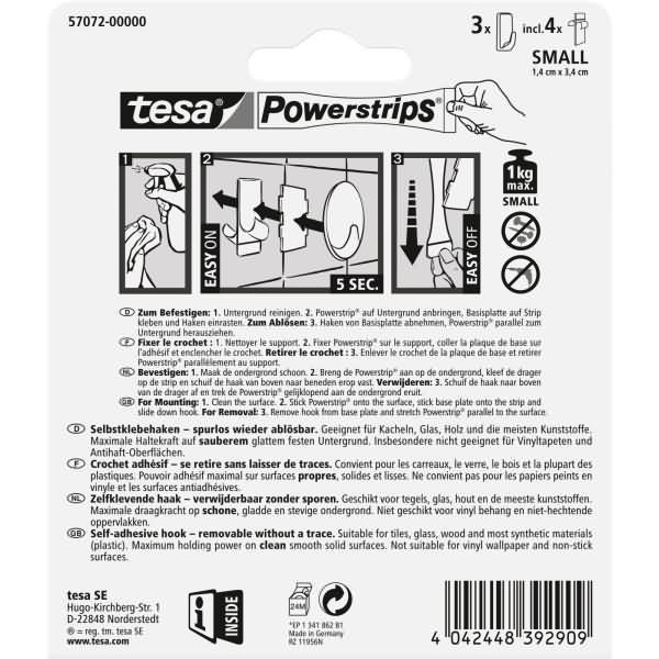 Produktbild tesa Powerstrips Haken SMALL eckig