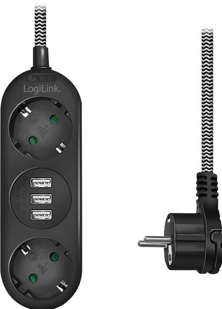 Actual product image LogiLink Power strip (2x, CEE 7/3, 1.50 m)