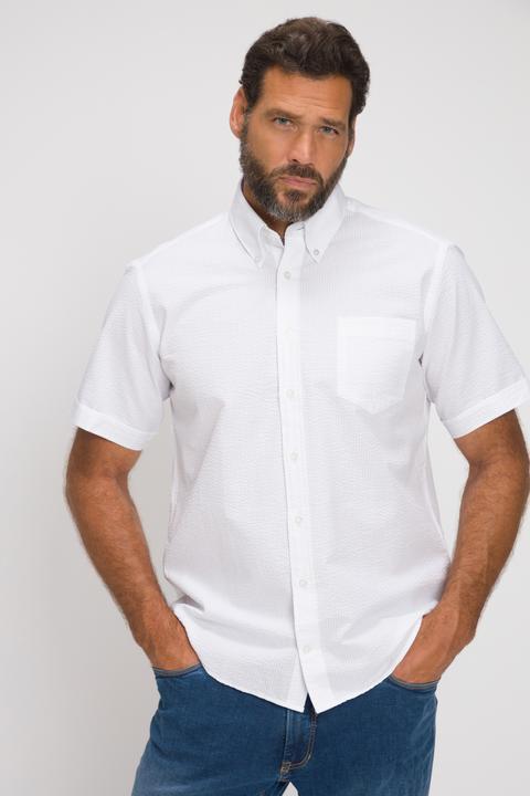 Immagine prodotto JP1880 Camicia di seersucker dalla vestibilità moderna con mezze maniche, colletto button-down e righe (6XL)